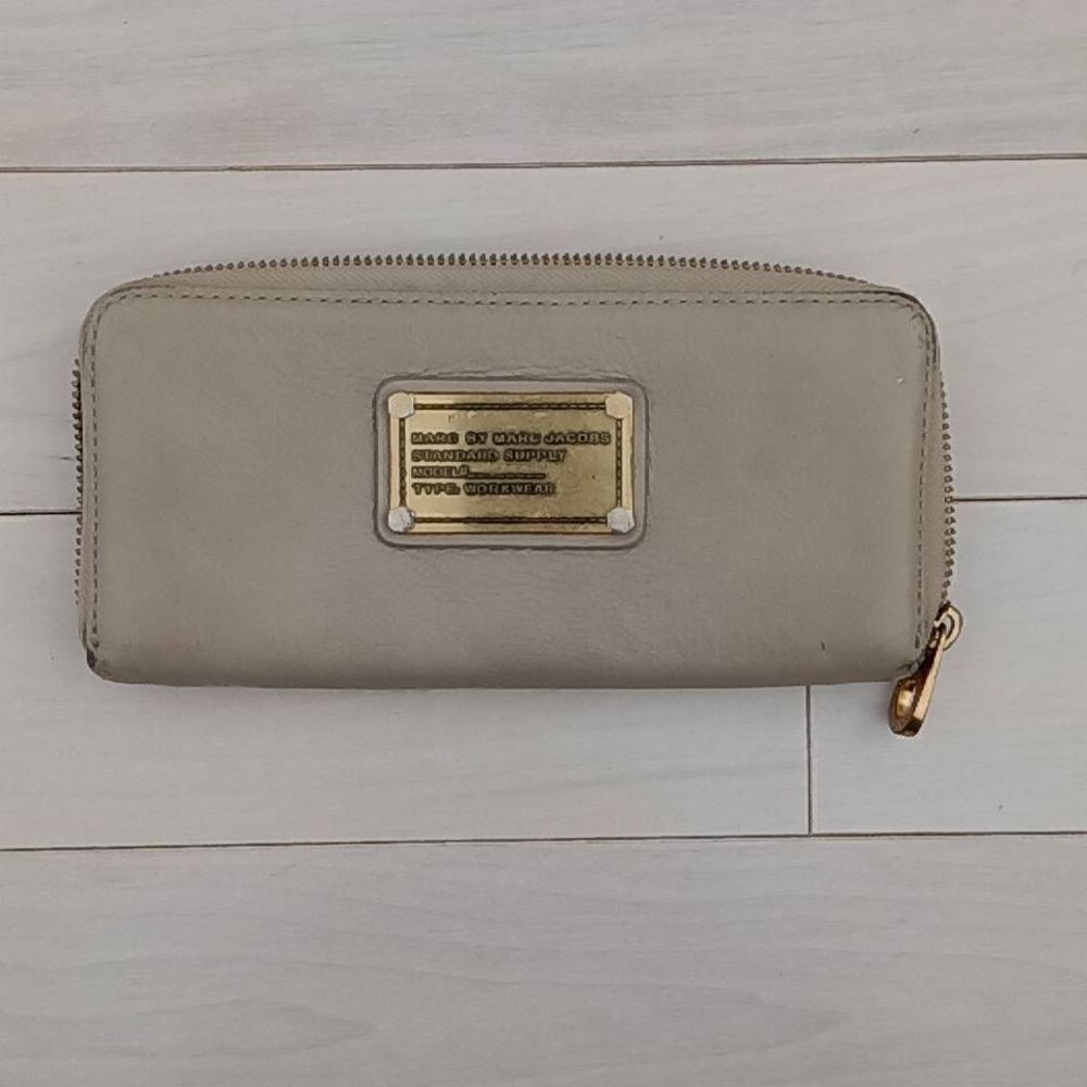 Marc by Marc Jacobs Women's Classic Q Slim Zip-around Long Wallet Cement Ecru